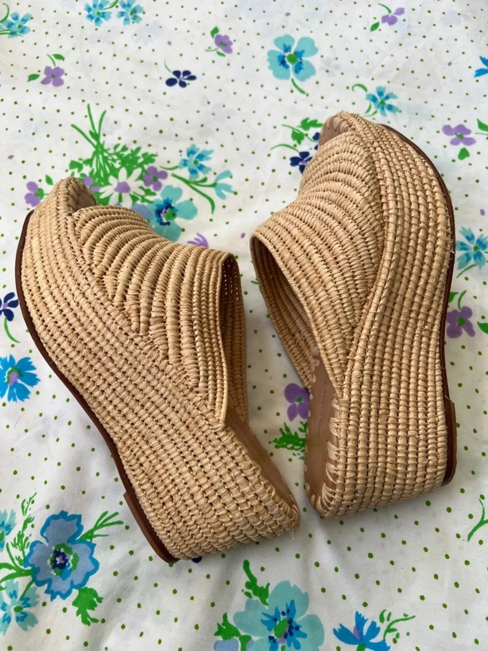 Carrie Forbes Karim Raffia Woven Espadrille Wedges - 38/7 (?) - Picture 6 of 13